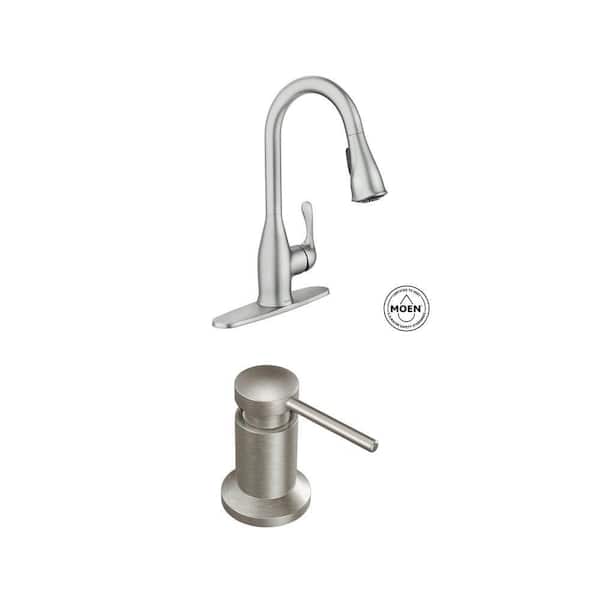Kaden Pull-Down Kitchen Faucet with Reflex, Power Clean and Soap Dispenser in Spot Resist Stainless
