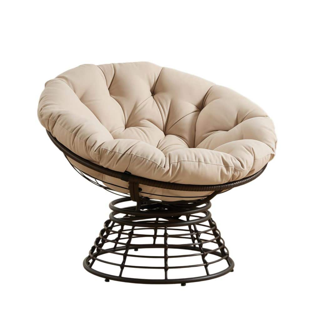 360° Swivel Papasan Chair with Navy Blue Cushion, 300 lbs. Capacity Ergonomic Wicker Rattan Chair for Indoor Outdoor price history on PriceWatchPro