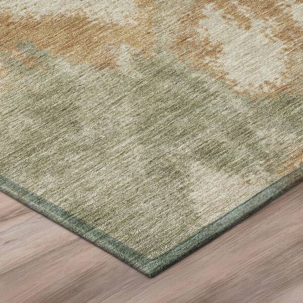 Chantille Machine Washable Indoor/Outdoor Abstract ACN3017 Olive 8 ft. x 8 ft. Round Rug