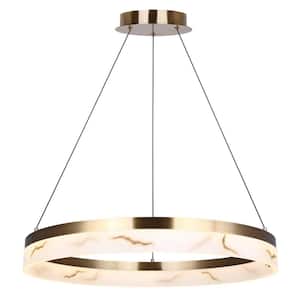 ELYNN 1-Light Gold Glam Chandelier with Integrated LED for Dining Rooms and Living Rooms