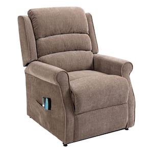 Brown Ergonomic Chenille Fabric Power Lift Recliner Chair for Elderly with 8-Point Massage and Remote Control