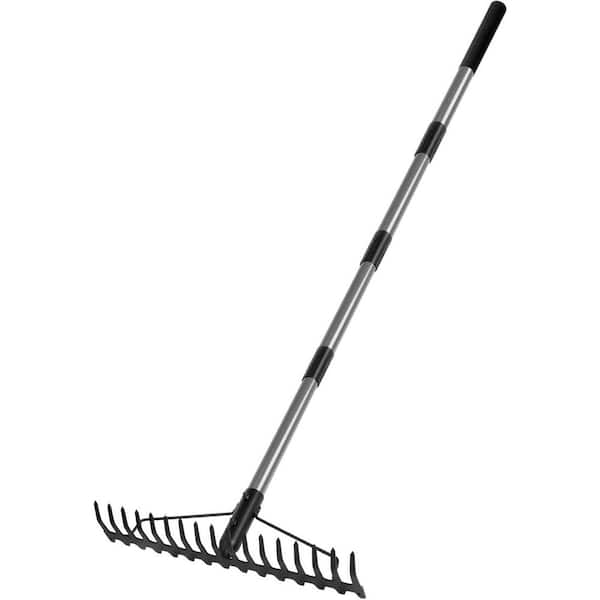 Heavy Duty 5.4 ft. Garden Bow Rake w/ Stainless Steel Handle and 17 Tines Metal Head for Soil Loosening & Lawn Leveling