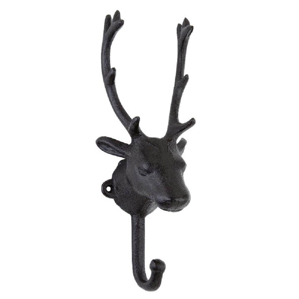 Mascot Hardware Stag Head 9.1 in. Rustic Iron Single Hook S181533EXB - The  Home Depot