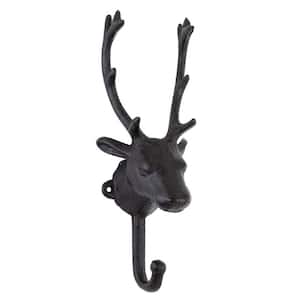 Stag Head 9.1 in. Rustic Iron Single Hook