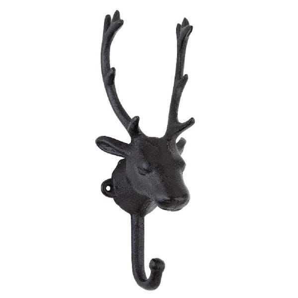 Mascot Hardware Stag Head 9.1 in. Rustic Iron Single Hook