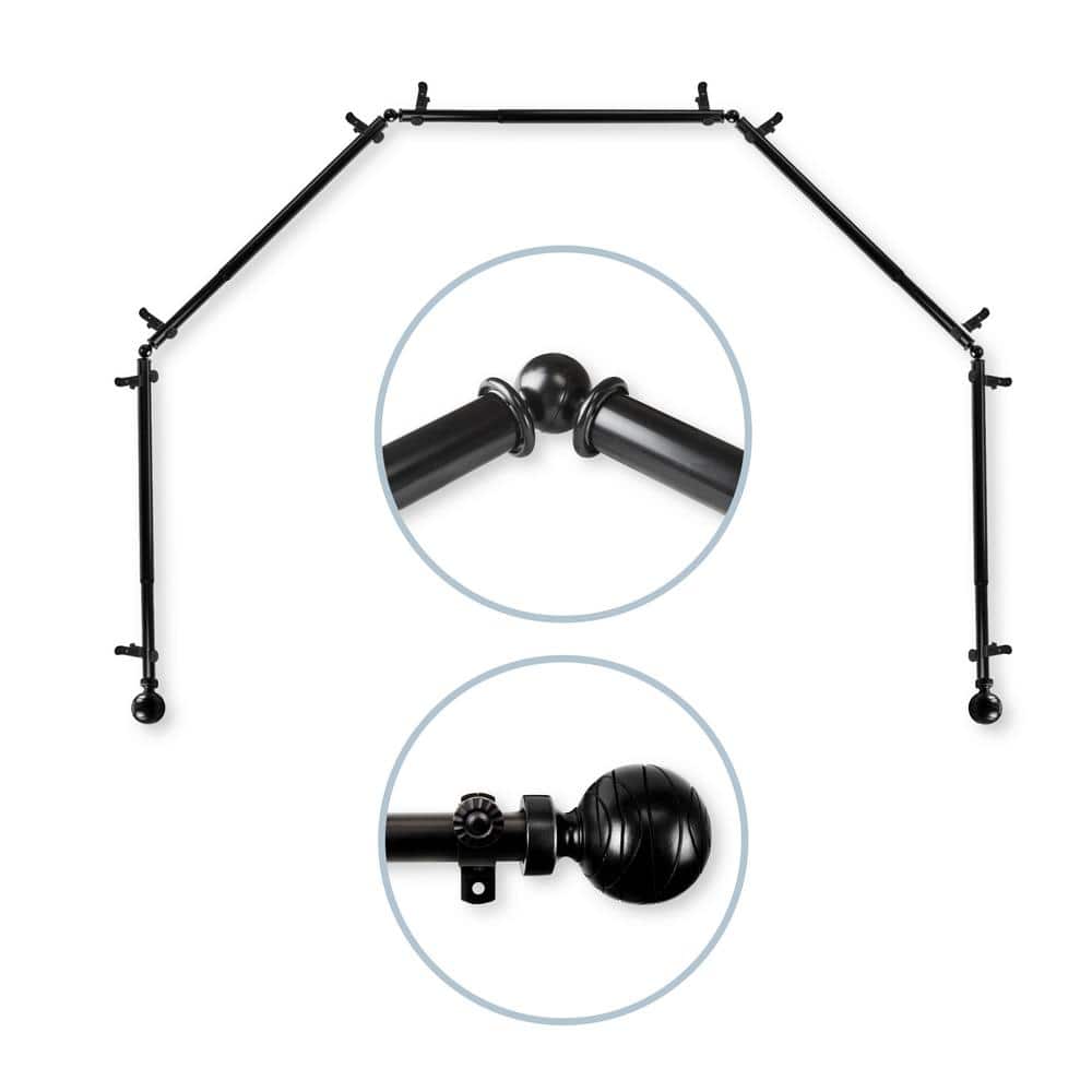 Reviews for Rod Desyne 28-48 inch (each side) 13/16 inch diameter 5-Sided Bay Window Curtain Rod ...