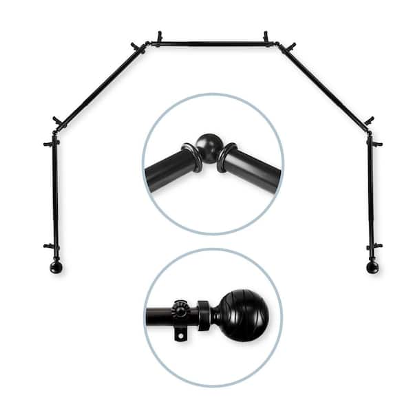 Arman 5 to Sided 13/16 in. Dia Bay Window Single Curtain Rod in Black