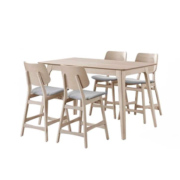 New Classic Furniture Oscar 5-Piece White Ash Wood Top Counter Table Set