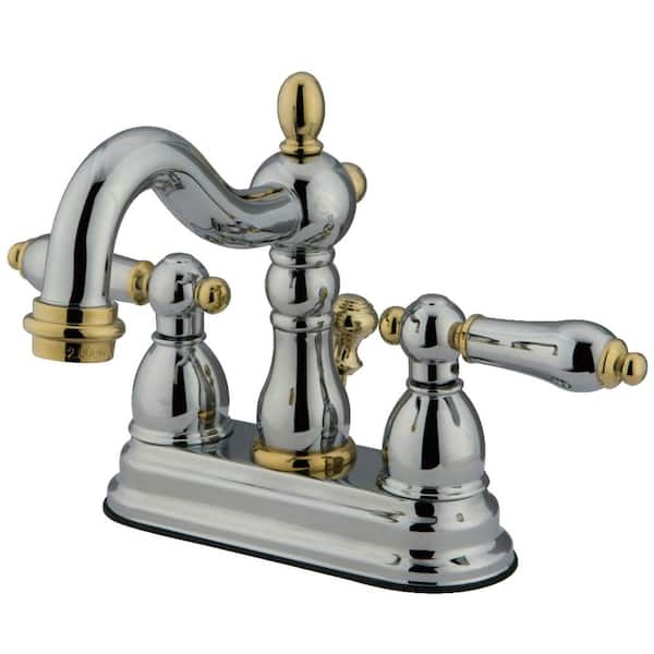 Heritage 4 in. Centerset 2-Handle Bathroom Sink Faucet with Pop-Up Drain in Chrome