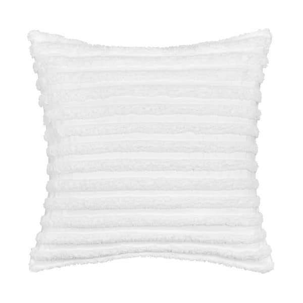 Unbranded Darcy White Polyester Solid 20 in. Square Decorative Throw Pillow 20 in. L x 20 in. W