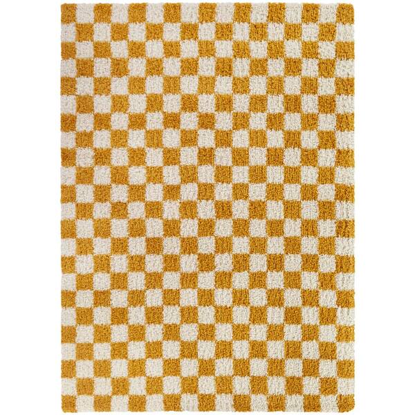 Mackie Gold 7 ft. 10 in. x 10 ft. Checkered Area Rug