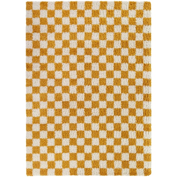 Mackie Gold 7 ft. 10 in. x 10 ft. Checkered Area Rug