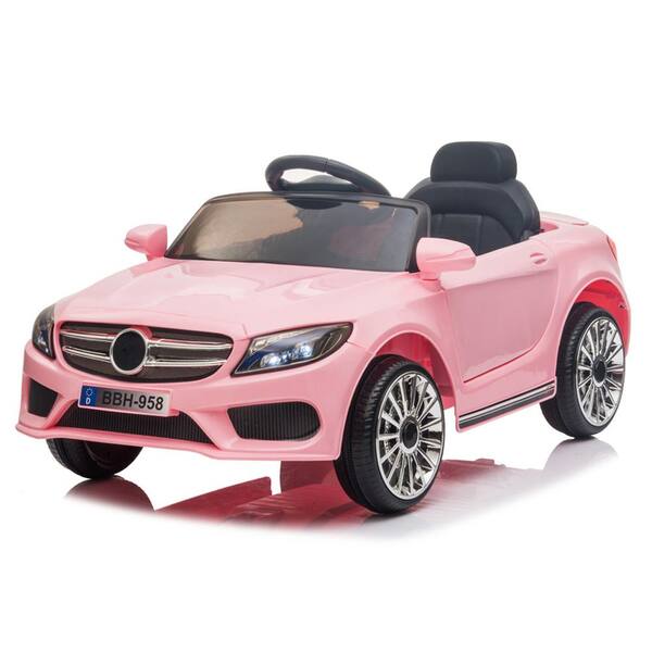 Karl home 12-Volt Kids Ride On Car with 2.4GHZ Remote Control LED Lights Pink