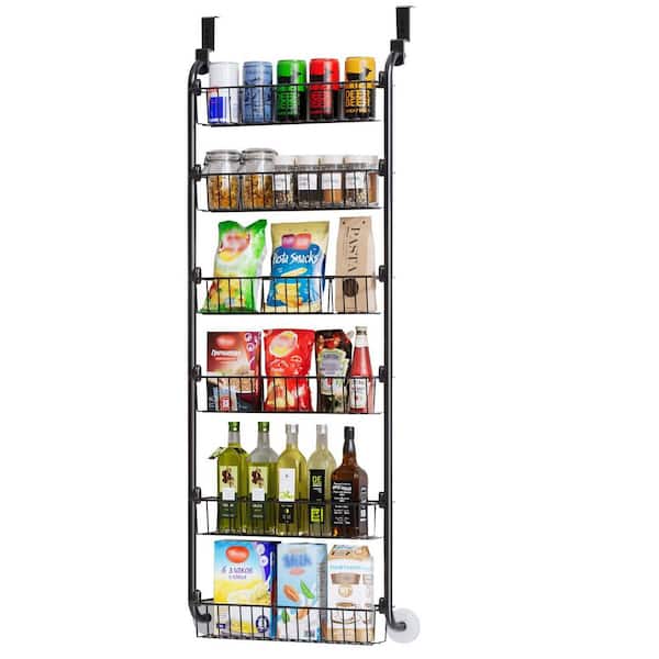 Adrinfly Over the Door Heavy-Duty 6-Tier Metal Organizer Black with Easy Install and Large Capacity Storage