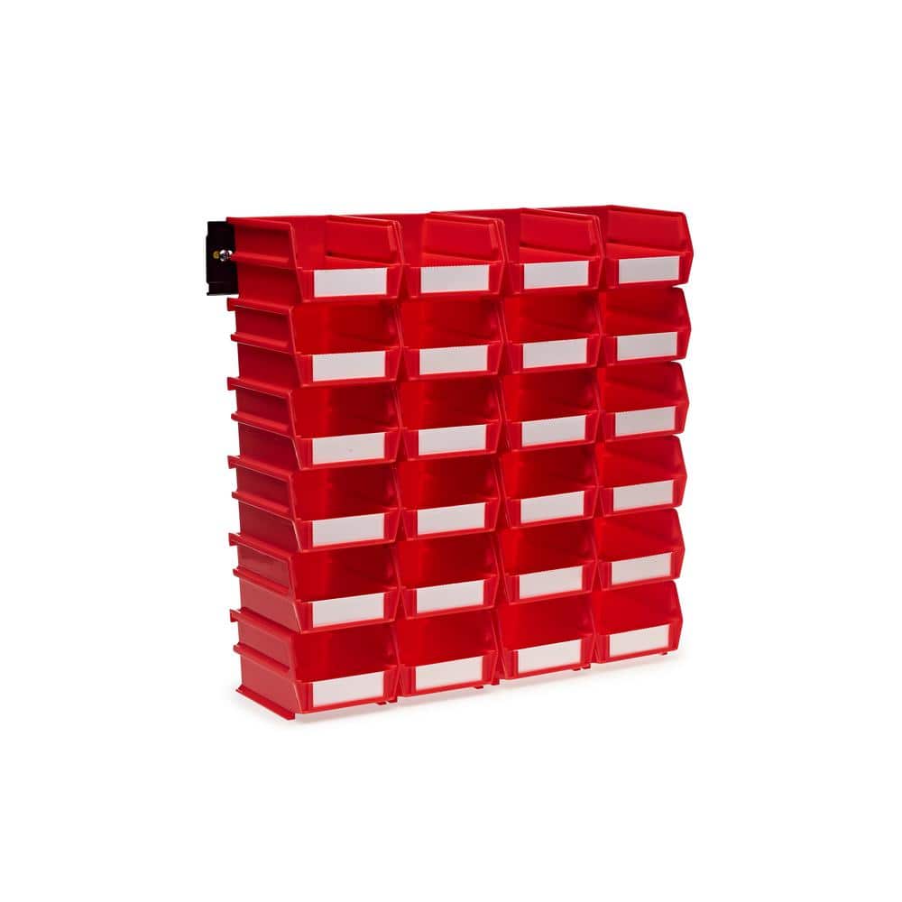 AERCANA Plastic Stackable Storage Bins Parts Storage Organizer Garage  Storage Bins Small Parts Container,6 pack (Red)
