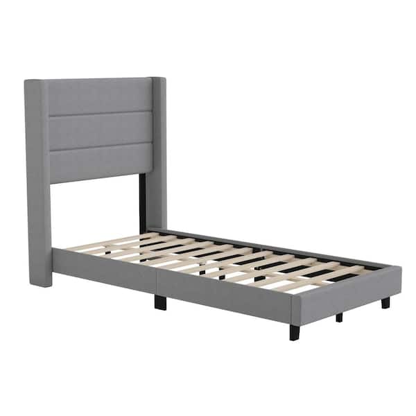 TAYLOR + LOGAN Gray Wood Frame Twin Platform Bed