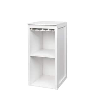 White Freestanding Wood Bar Cabinet Wine Rack with Glass Cup Holders and Storage Shelves for Kitchen Dining Room