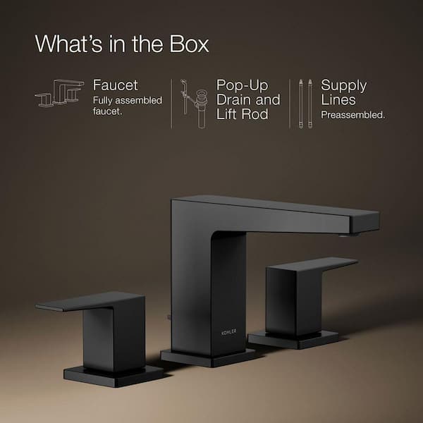 Honesty 8 in. Widespread Double Handle Bathroom Faucet in Matte Black