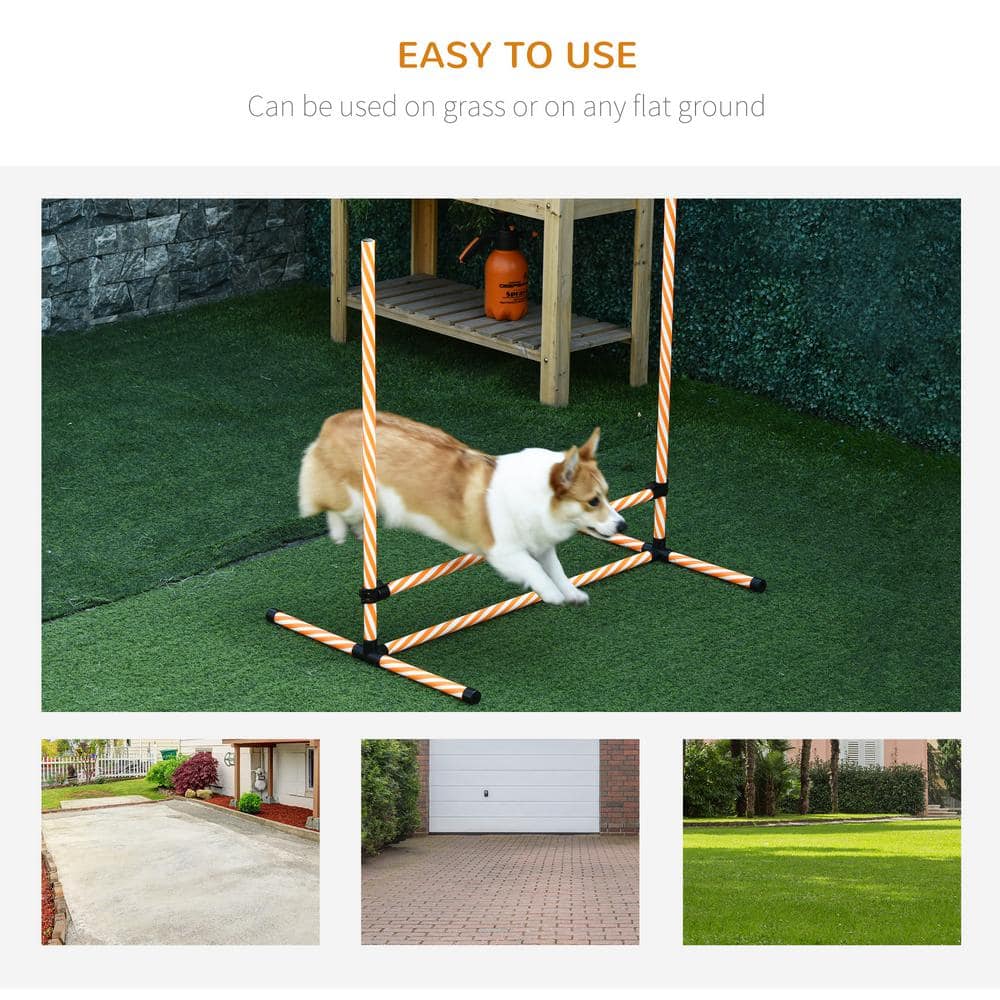 Adjustable Orange and White Dog Agility Training Set