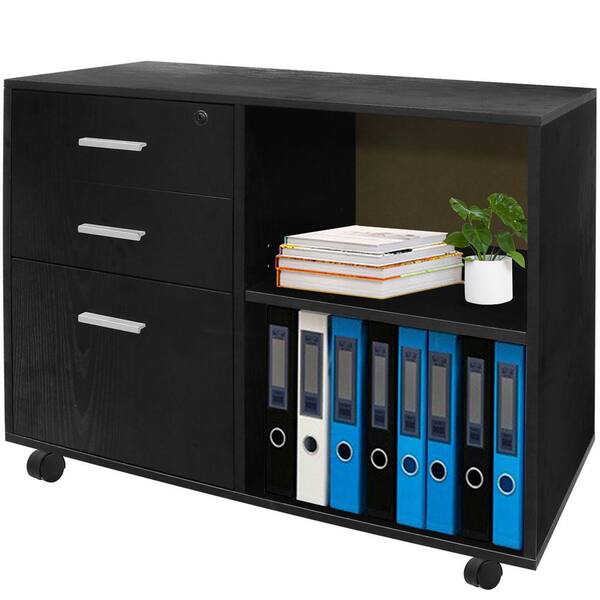 3 Drawer Mobile File Cabinet Wood Filing Cabinet Office Printer Stand 