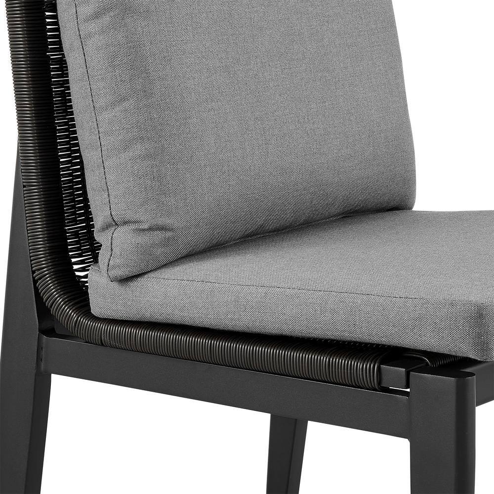 Cayman Gray Aluminum and Rattan Outdoor Dining Chairs with Cushions - Set of 2