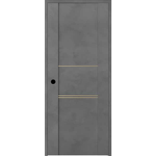 Belldinni Vona 01 3H Gold 24 in. x 80 in. Right-Handed Solid Core Composite Dark Urban DIY-Friendly Single Prehung Interior Door