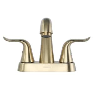 4 in. Centerset Double Handle High Arc Bathroom Sink Faucet in Gold