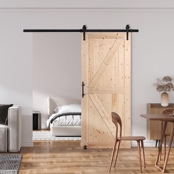 Barn Door and Hardware Kit, 36 x 84 x 1.38 in. Wood Sliding Barn Door, Smoothly and Quietly, Access Door