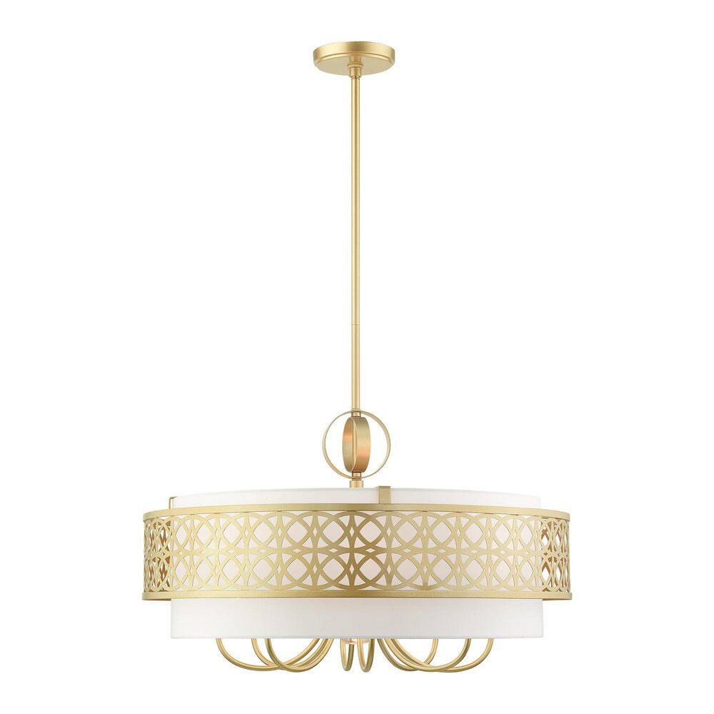 Gold Steel Drum Shade Art Deco Chandelier Light