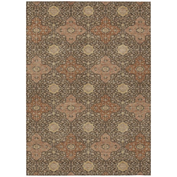 Chantille Machine Washable Indoor/Outdoor Abstract ACN2566 Chocolate 8 ft. x 10 ft. Area Rug