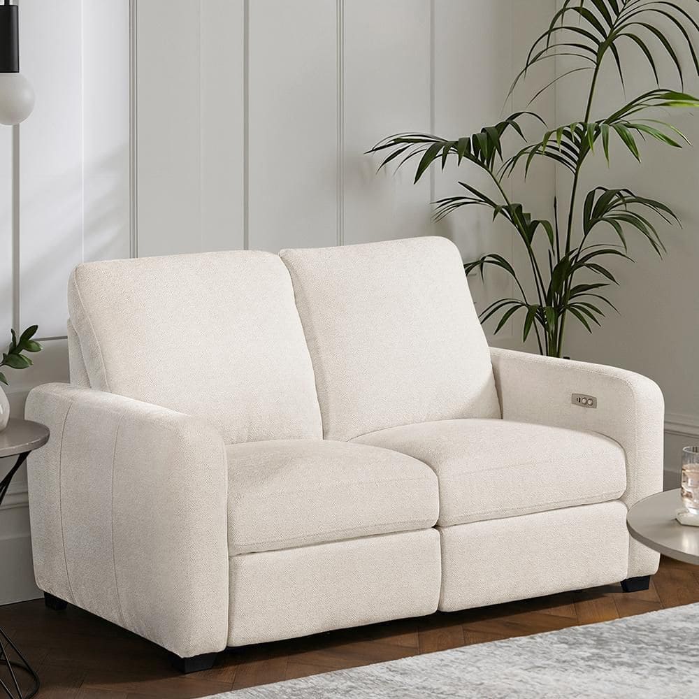 Jules 63.5 in. W Beige Chenille 2-Seater Power Double Reclining Love Seat with USB Charging Ports