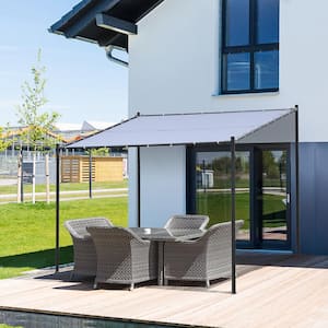9 ft. x 10 ft. Grey Backyard Deck Pergola Cabana with Water-Resistant Roof and Steel Frame