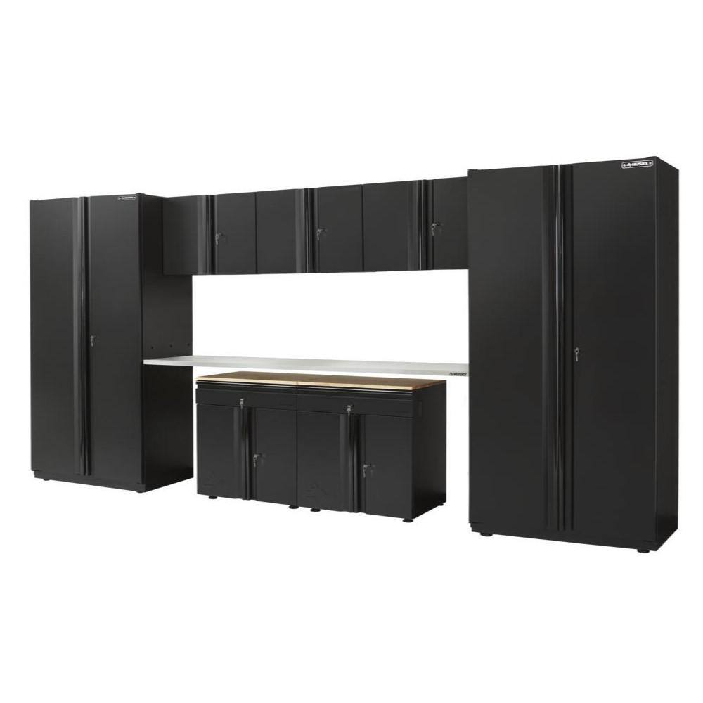 8-Piece Extra Wide Heavy Duty Welded Steel Garage Storage System in Black (