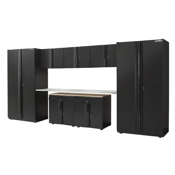 Husky 8-Piece Extra Wide Heavy Duty Welded Steel Garage Storage System in Black (180in. W x 82 in. H x 24 in. D)