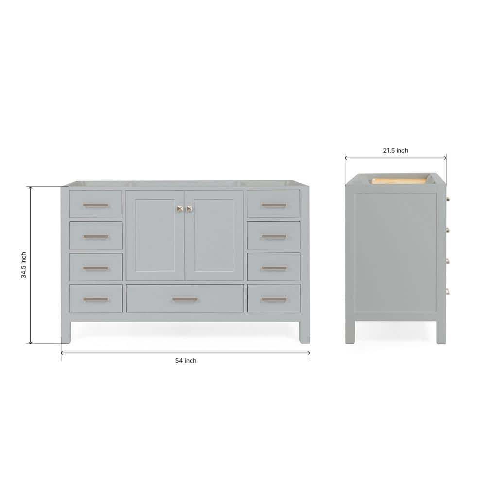 Cambridge 54" Grey Solid Wood Freestanding Bathroom Vanity