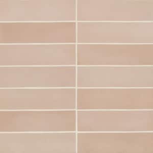 Makoto Rectangle 2 in. x 10 in. Matte Momoiro Blush Ceramic Wall Tile (5.38 sq. ft./Case)