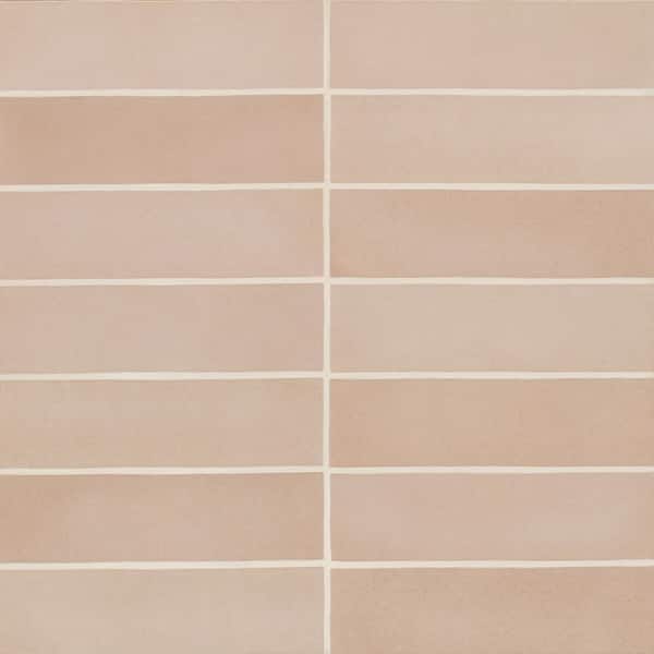 Bedrosians Makoto Rectangle 2 in. x 10 in. Matte Momoiro Blush Ceramic Wall Tile (5.38 sq. ft./Case)