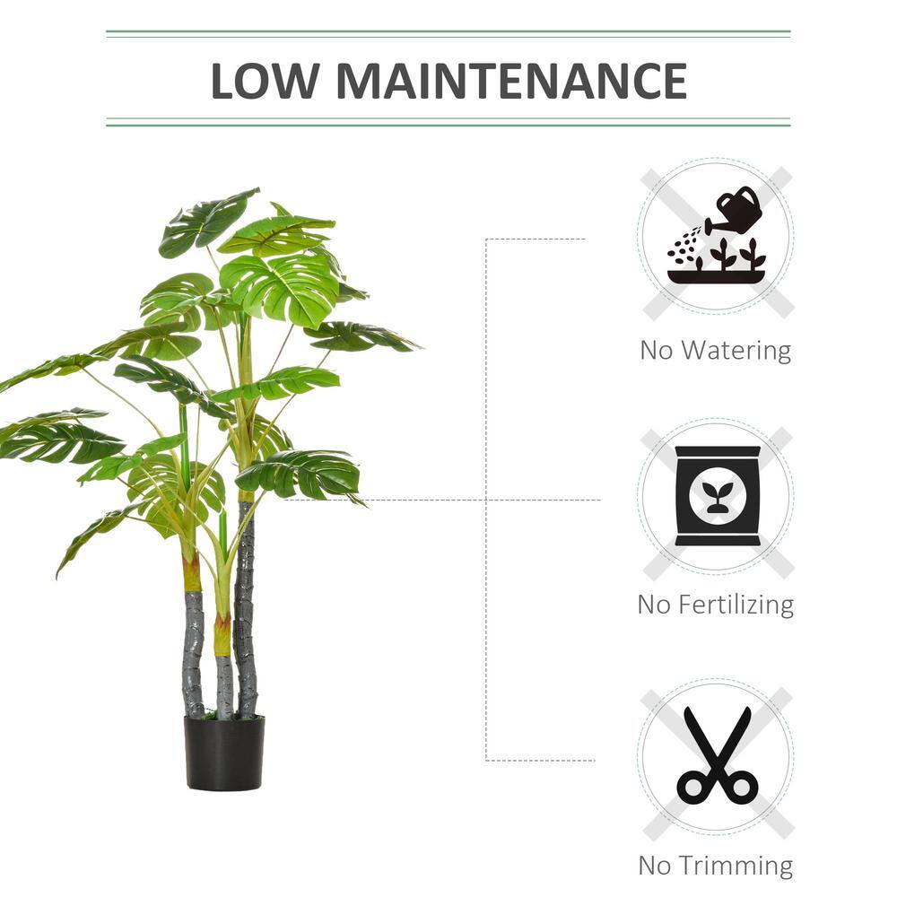 4ft Green Artificial Monstera Tree in Black Pot