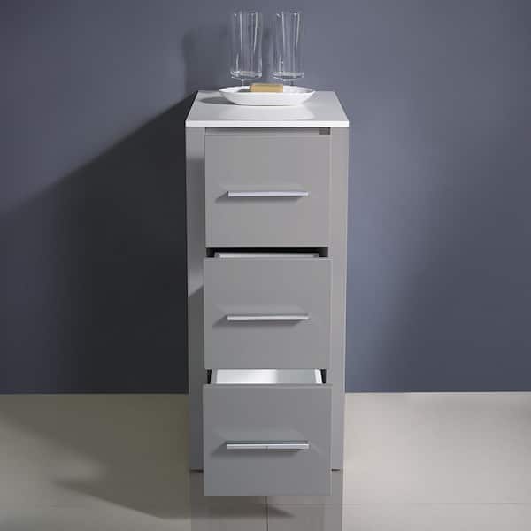 Torino 12 in. W x 28 in. H x 17.75 in. D Bathroom Linen Storage Cabinet in Gray Torino 12 in. W x 28 in. H x 17.75 in. D Bathroom Linen Storage Cabinet in Gray