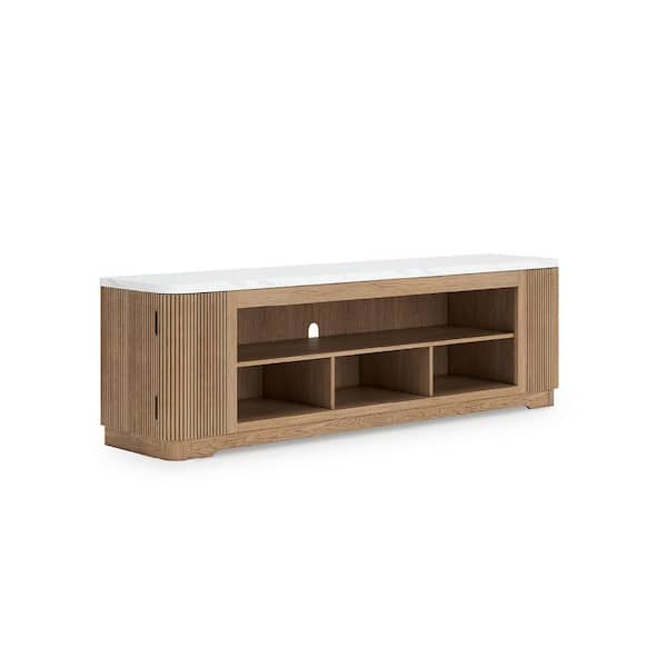 Camdill Brown/White TV Stand Fits TV's up to 92 in. with Adjustable Shelves and Cable Management