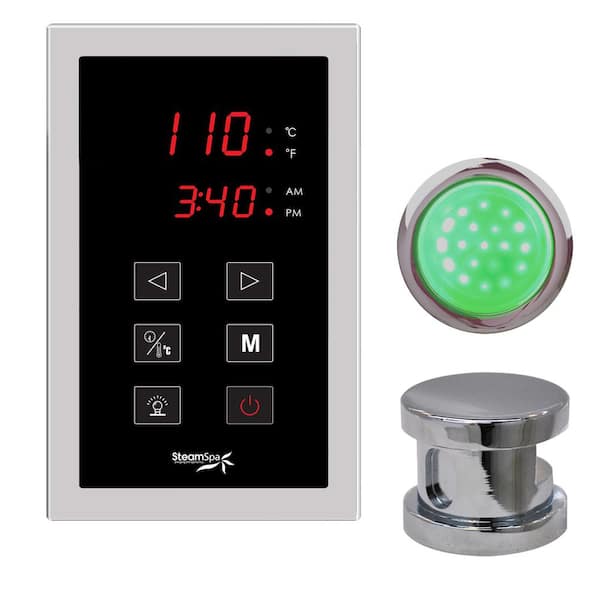 SteamSpa Indulgence Programmable Steam Bath Generator Touch Pad Control Kit in Chrome