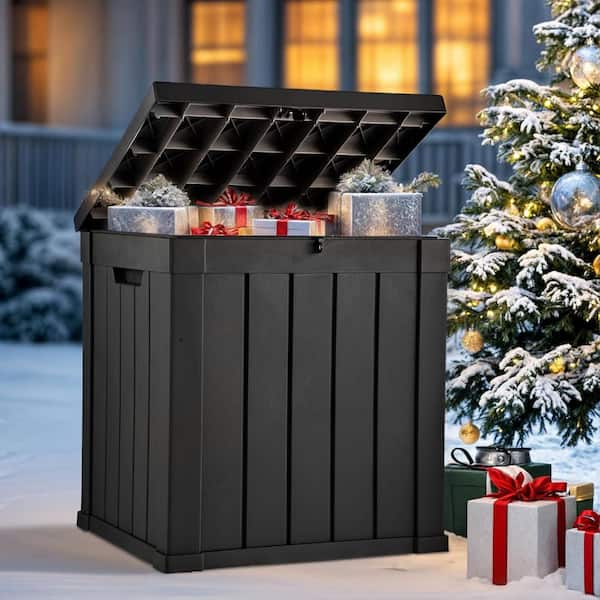 50 Gal. Deck Box, Outdoor Resin Storage Bench Toy Box, Patio Pool Furniture Cushion Storage Waterproof, Black