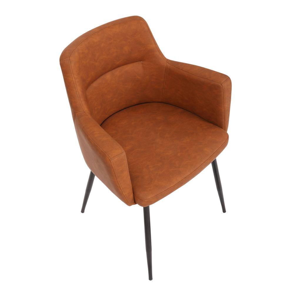 Modern Light Brown Faux Leather Accent Chair with Metal Legs