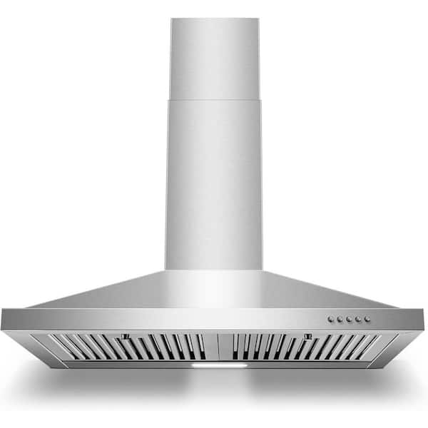 30 in. 450CFM Wall Mount Range Hood Ducted/Ductless,in Stainless Steel , 3 Speed Fan