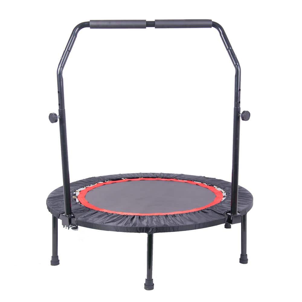 40" Mini Rebounder Trampoline Exercise Fitness Gym Cardio Trainer Adjustable Bar 