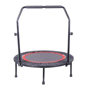 40 in. Mini Foldable Exercise Trampoline, Fitness Rebounder Trampoline with Safety Pad and Adjustable Handrail