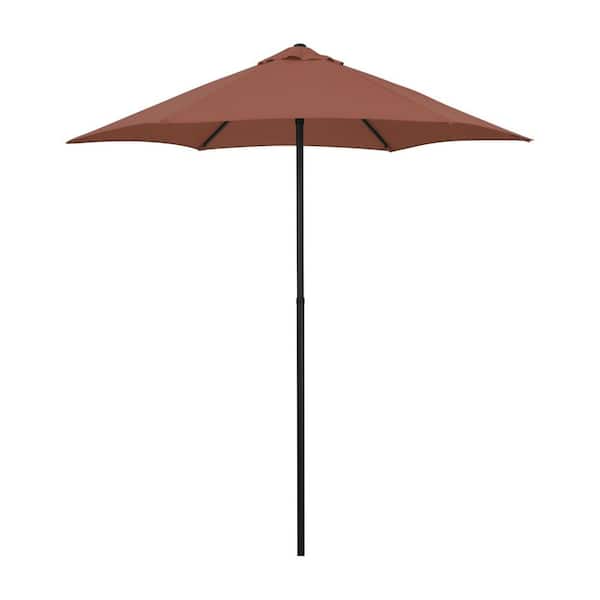 Astella 7.5 ft. Steel Market Patio Umbrella Push-Button Open and Tilt in Brick Polyester