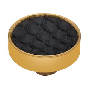 Faux Crocodile 1-3/5 in. Black Leatherite Cabinet Knob