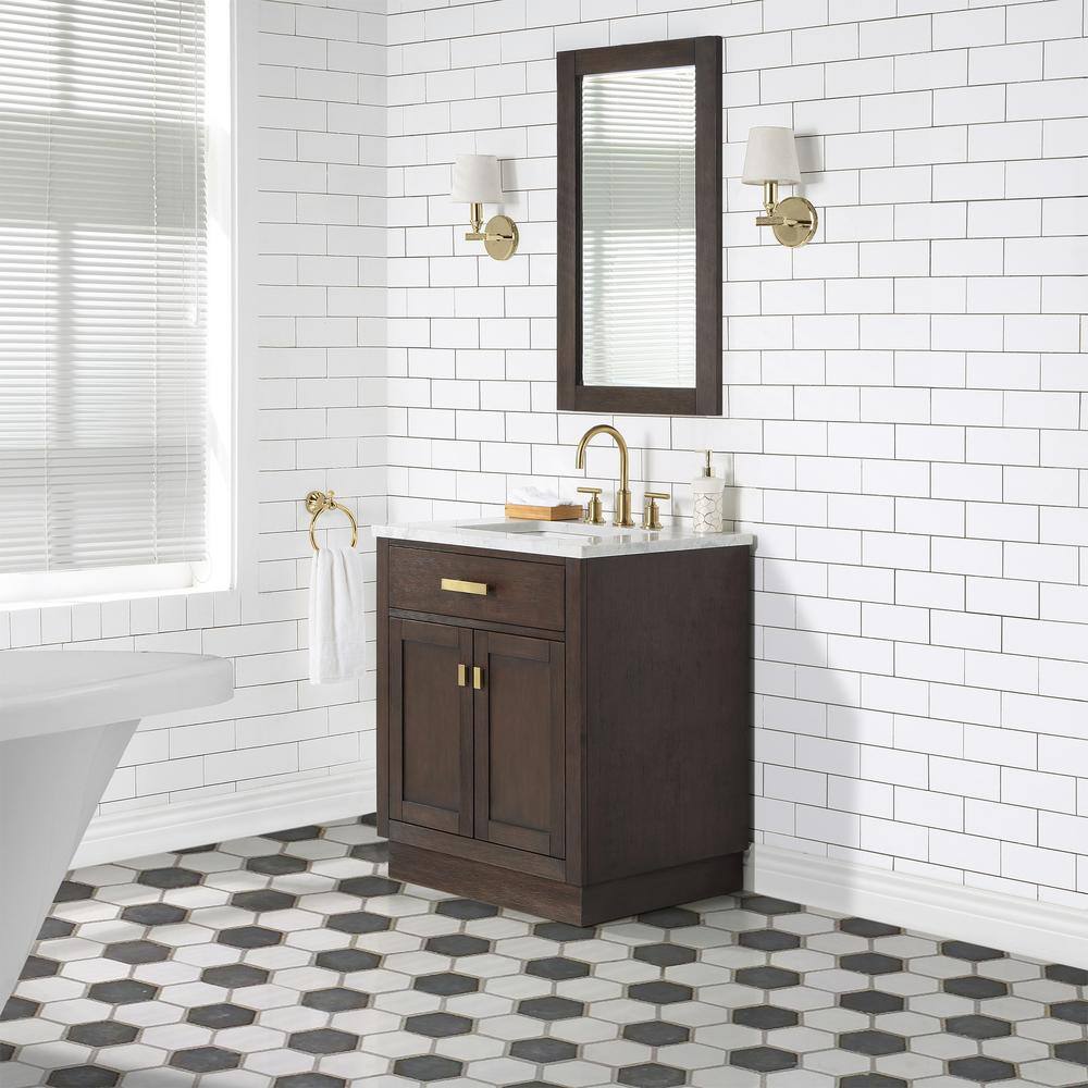 Chestnut Brown Oak Single Bathroom Vanity with Ceramic Sink
