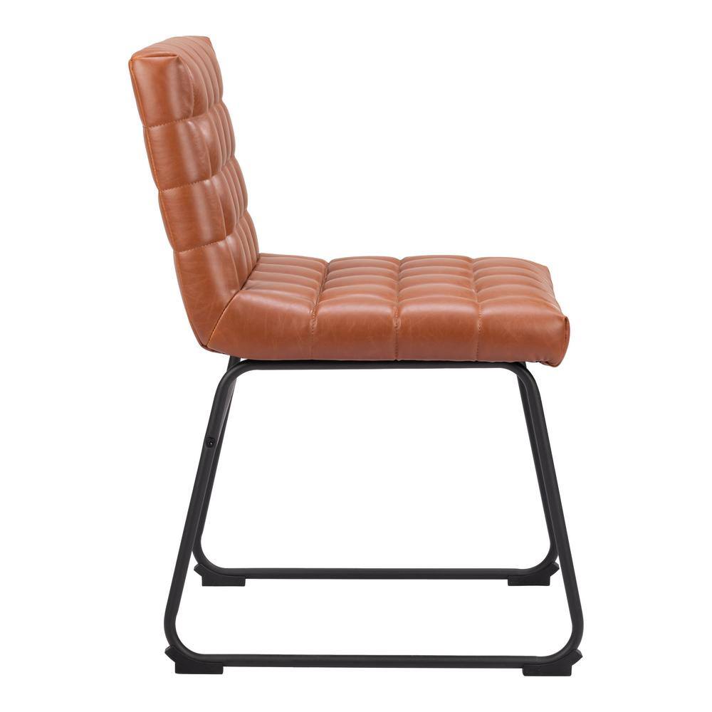 Pago Brown Faux Leather Upholstered Dining Chairs with Metal Frame